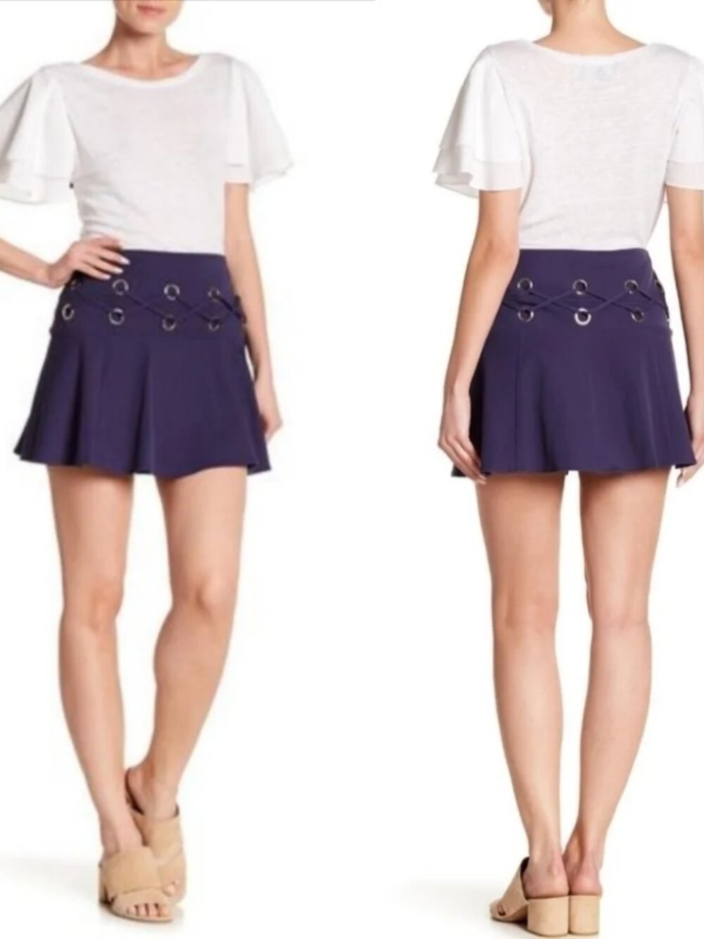 NWT Parker Gromet Milos Mini Skirt Blue Small